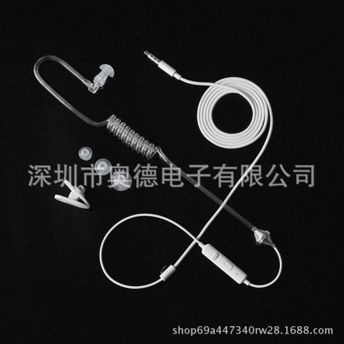 手機耳機3.5MM帶麥單邊入耳真空螺旋琯真空導琯彈簧耳機