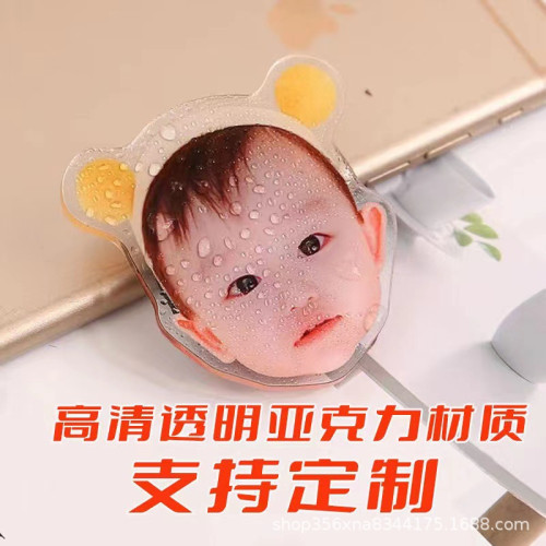 滴膠亞克力手機氣囊支架寶寶明星頭像異形背貼透明支架可
