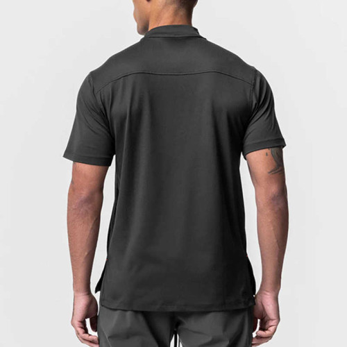Men tshirt GYM男t恤青年寬松半高領短袖下擺開叉德絨Man t-shirt
