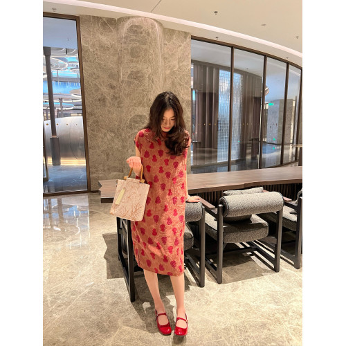 百分百桑蠶絲香雲紗葫蘆旗袍連衣裙新中式國風女裝2024夏季新款