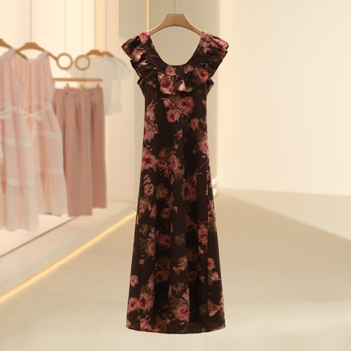 芙｜巴黎小黑裙｜碎花顯瘦荷葉邊洋氣連衣裙2025夏季新款設計感