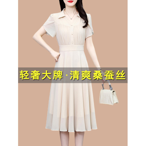 杭州真絲桑蠶絲連衣裙女夏2025新款今年流行爆款國際大牌氣質法式