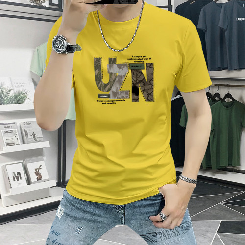 奧特萊斯藍晟依短袖男t恤夏季新款字母印花圓領半袖上衣修身百搭