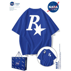 NASA聯名~潮牌男T恤純棉短袖夏季ins簡約百搭寬松體恤情侶裝上衣