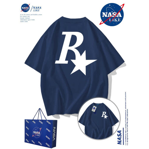 NASA聯名~潮牌男T恤純棉短袖夏季ins簡約百搭寬松體恤情侶裝上衣