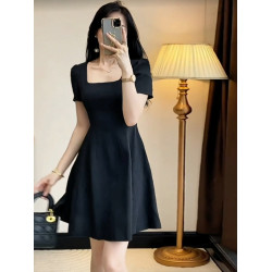 短袖連衣裙子女夏季2025法式氣質小個子高級感禮服裙收腰顯瘦短裙