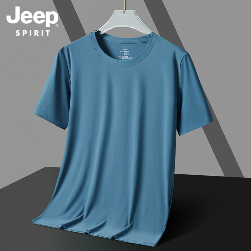 JEEP SPIRIT夏季冰絲短袖速乾男t恤男士大碼男裝運動男裝上衣t衫