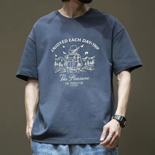 奧特萊斯短袖男T恤潮牌重磅純棉2025年夏季新款男裝韓版男士寬松