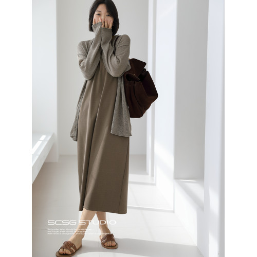 三吋時光4620極簡ROW風背心裙簡約連衣裙！無袖中長莫代爾針織裙