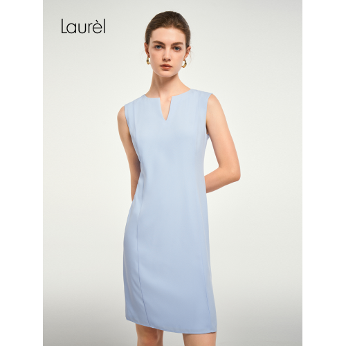 Laurel勞芮春夏經典別致圓領高智淡人航海連衣裙女LWD341Y05800