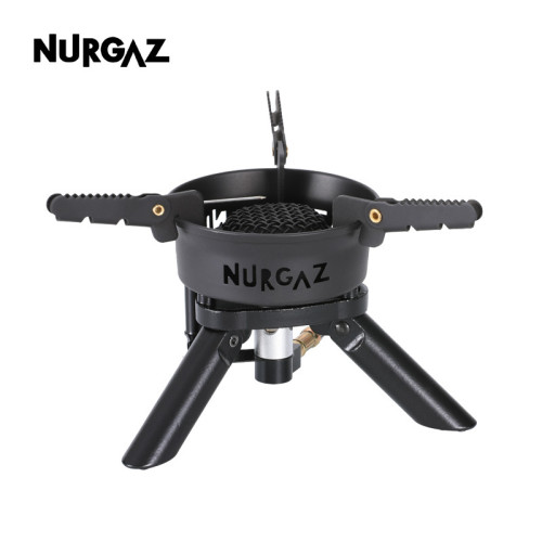 NURGAZ露營爐具分體式可折疊爐頭帶電子打火氣爐可攜式猛火爐防風