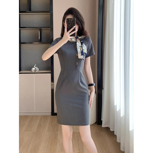 夏裝新款氣質顯瘦職業裝連衣裙女美容師珠寶店酒店時尚高級工作服