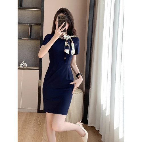 夏裝新款氣質顯瘦職業裝連衣裙女美容師珠寶店酒店時尚高級工作服