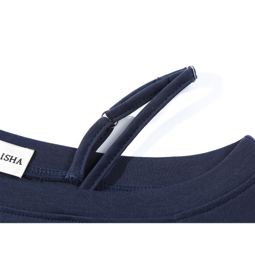 巧麗莎獨特超好看裙子兩件套美式斜肩吊帶拼接連衣裙女裝夏季套裝