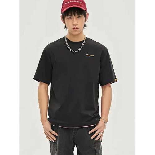 新款短袖全棉T恤衫男ABLE JEANS休閒體恤黑色修身打底圓領男t恤潮