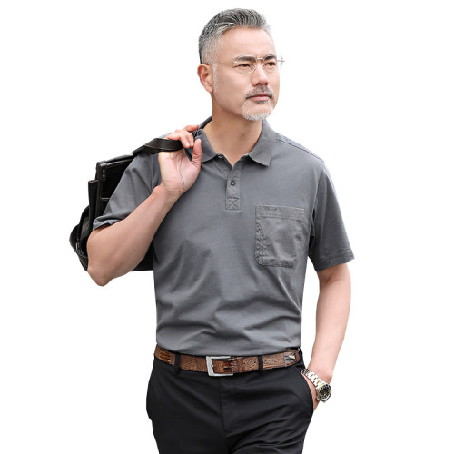 爸爸polo衫有口袋男t恤短袖中年夏裝大碼半袖中老年人棉上衣薄款