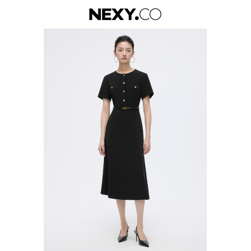 【沁爽醋酸】NEXY.CO/奈蔻2025年夏季新款收腰設計感法式連衣裙女