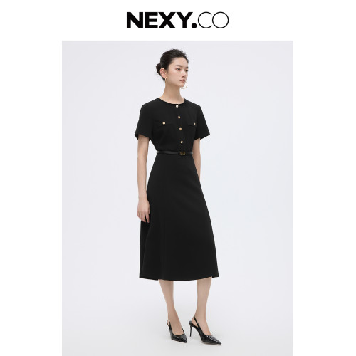 【沁爽醋酸】NEXY.CO/奈蔻2025年夏季新款收腰設計感法式連衣裙女