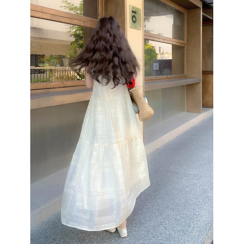 法式無袖背心長裙女夏季2025新款小個子巨好看顯瘦海邊度假連衣裙
