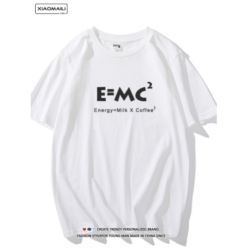 咖啡創意純棉男T恤惡搞E=MC²質能方程印花短袖簡約百搭寬松上衣