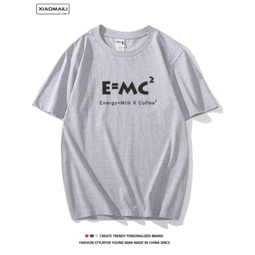 咖啡創意純棉男T恤惡搞E=MC²質能方程印花短袖簡約百搭寬松上衣