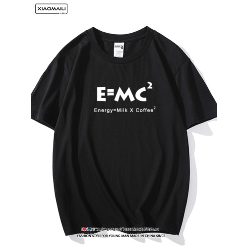 咖啡創意純棉男T恤惡搞E=MC²質能方程印花短袖簡約百搭寬松上衣