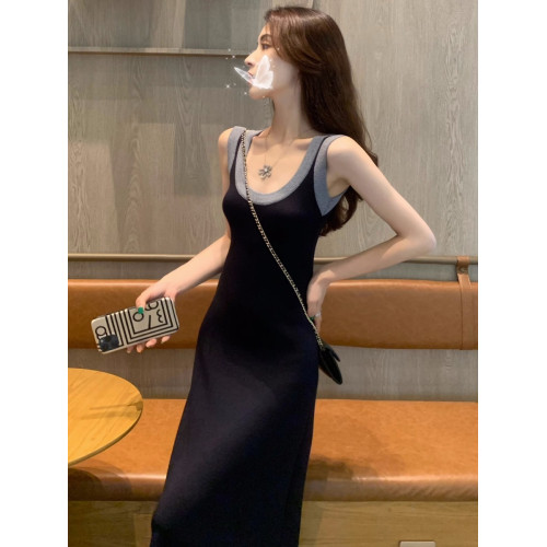 無袖針織連衣裙女2025新款夏季法式氣質時尚純欲風辣妹包臀吊帶裙
