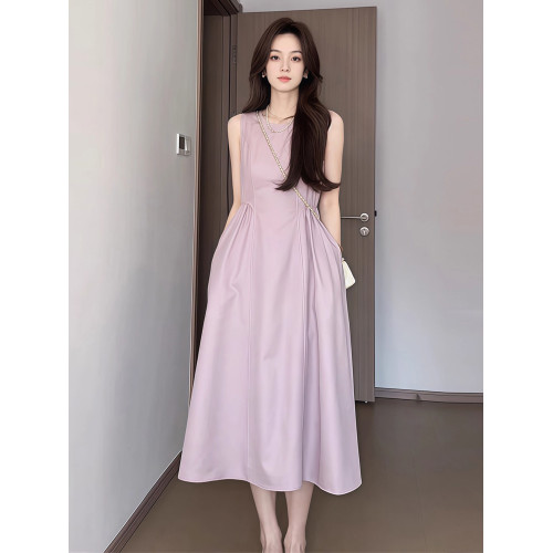 氣質白色無袖連衣裙子女夏季2025新款夏天巨好看絕美海邊度假長裙