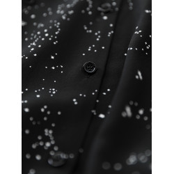 【繁星點點-真絲裙】雙縐真絲優雅小繙領印花連衣裙/中長裙新款の