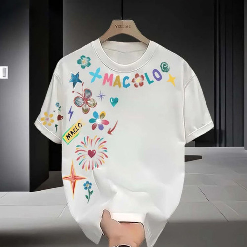 2025年夏季新款短袖男T恤美式手繪塗鴉高街休閒時尚潮流帥氣上衣 2025年夏季新款短袖男T恤美式手繪塗鴉高街休閒時尚潮流帥氣上衣