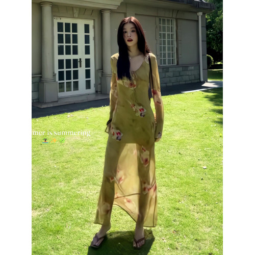 法式復古度假風氣質連衣裙女2025夏季新款長裙今年流行的爆款裙子