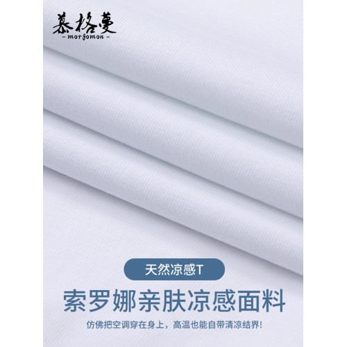 冰絲速乾T恤男士純色2025新款冰氧吧圓領涼感男t恤短袖打底體恤衫