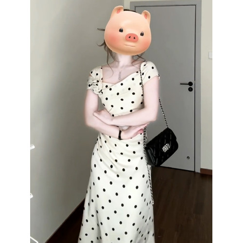 法式高級感波點連衣裙子女2025新款爆款夏季穿搭氣質掐腰顯瘦長裙