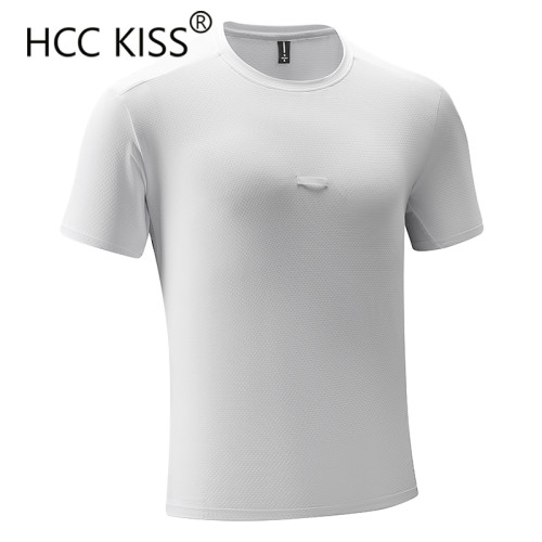 HCC KISS夏季新款純色男T恤速乾休閒跑步女款吸汗彈力情侶款運動