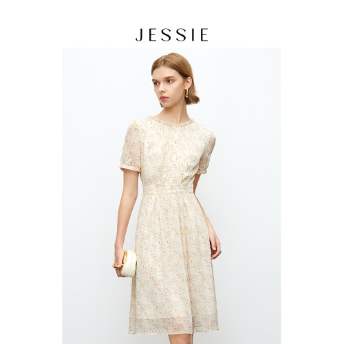 【博主同款x花至】JESSIE夏法式優雅碎花連衣裙女茶歇裙顯瘦裙子