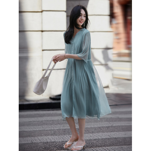 笑涵閣 ｜雲想霓裳｜ 鋪錦列綉2025钜獻桑蠶絲順紆真絲連衣裙