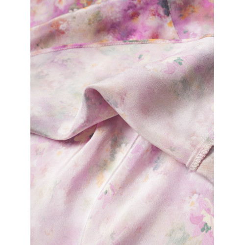 立體斜裁！桑蠶絲暈染印花短袖法式真絲連衣裙時尚修身長裙顯瘦女