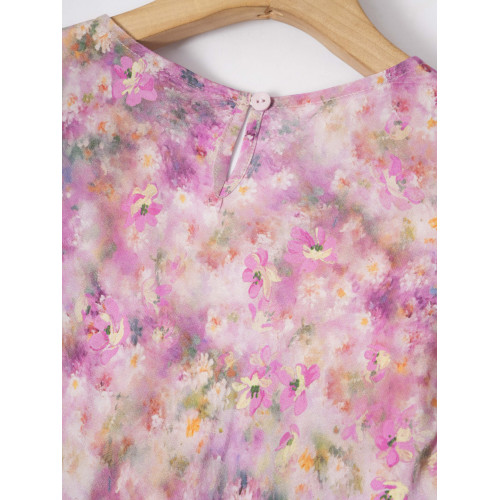 立體斜裁！桑蠶絲暈染印花短袖法式真絲連衣裙時尚修身長裙顯瘦女