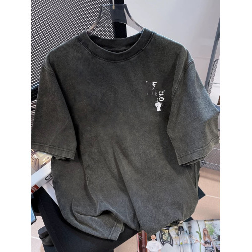 美式復古水洗做舊印花短袖男t恤女夏季純棉高街潮牌ins情侶上衣