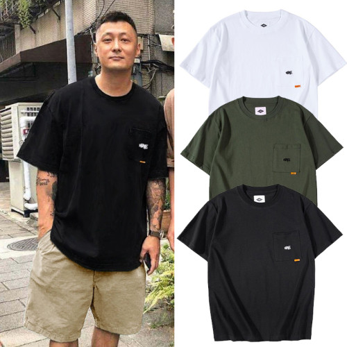潮牌餘文樂圓領短袖男T恤潮流夏季寬松簡約百搭純棉重磅打底半袖