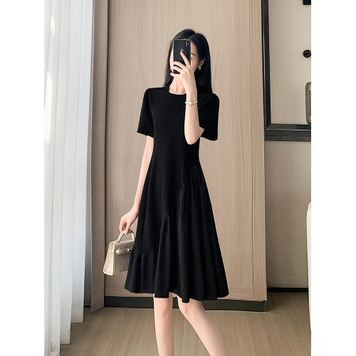 小個子赫本風黑色連衣裙女夏2025新款高級感法式氣質顯瘦a字裙子