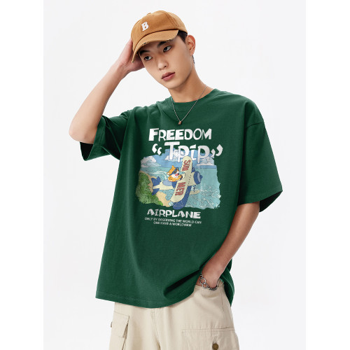 美式街頭小衆情侶衣服男款2025新款春季純棉寬松重磅短袖男t恤夏