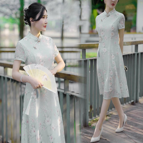 新中式國風改良旗袍女夏2025新款年輕款高級品牌小個媽媽連衣裙子