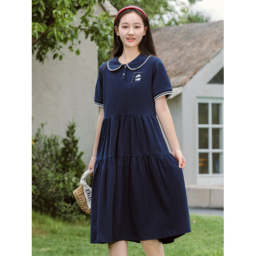 少女連衣裙2025夏季新款高初中學生運動時尚POLO裙學院風長款裙子
