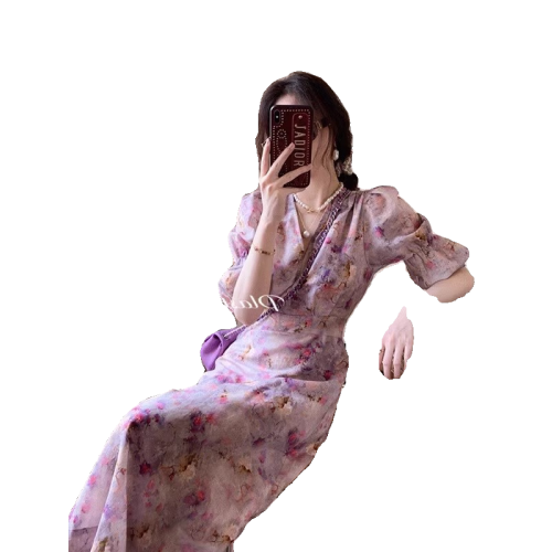 歐洲站2026夏裝新款氣質名媛碎花輕熟高級感有女人味的長裙連衣裙