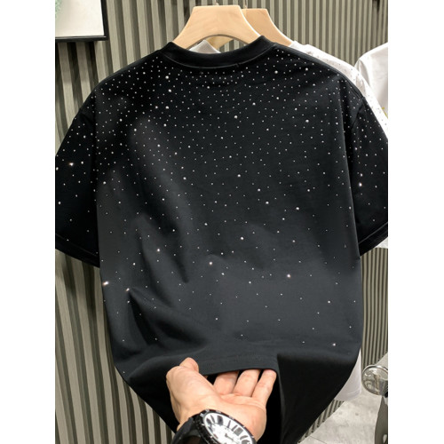 潮牌滿天星圓領短袖t恤男寬松夏季新款高街小衆百搭半袖休閒情侶