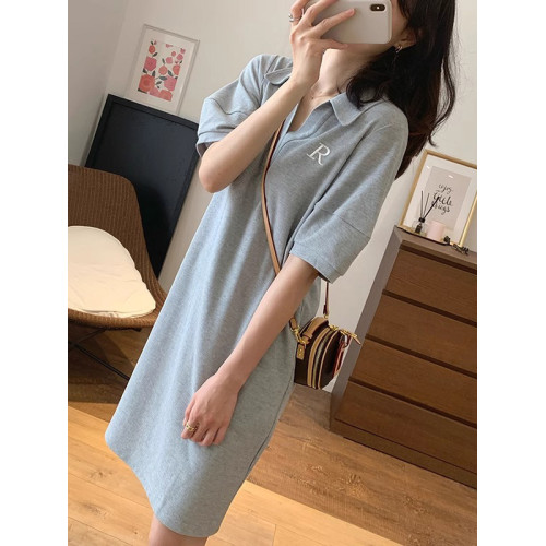 XZOXZO2025年夏季新款法式茶歇減齡寬松小黑裙休閒polo領連衣裙女