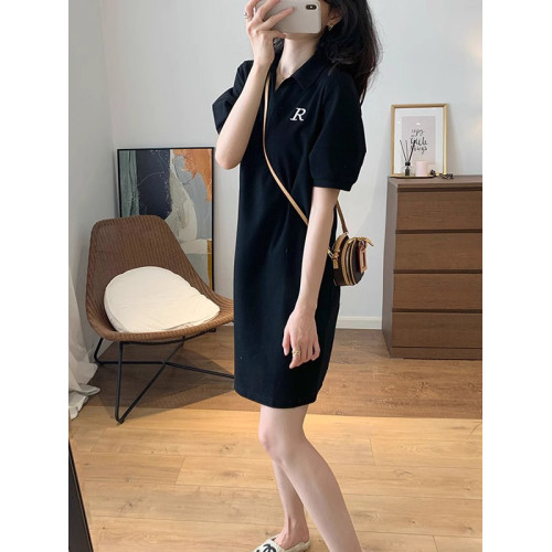 XZOXZO2025年夏季新款法式茶歇減齡寬松小黑裙休閒polo領連衣裙女