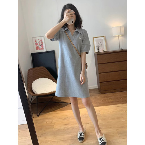 XZOXZO2025年夏季新款法式茶歇減齡寬松小黑裙休閒polo領連衣裙女