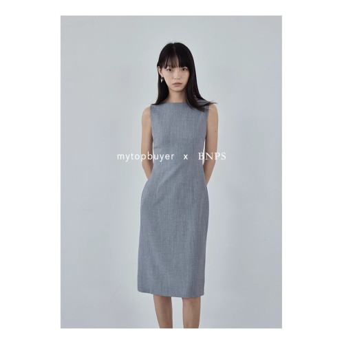 mytopbuyer/BNPS 經典無袖修身精裁連衣裙中裙灰色/粉棕色24新品